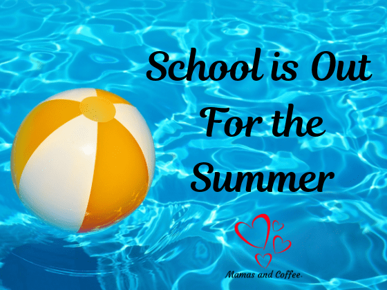 A ball in the water with words " school is out for the summer."