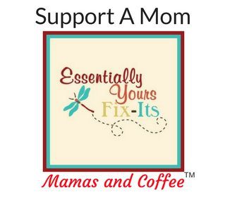 A black square with the words " support a mom " written in it.