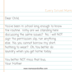 A letter from a child to their mother.